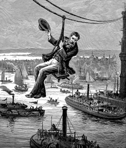 Kaapeleiden testaus Brooklyn Bridgellä, c1900 tekijältä Unbekannt