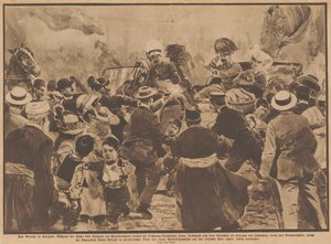 Itävallan arkkiherttua Franz Ferdinandin ja hänen vaimonsa salamurha Sarajevossa 28. kesäkuuta 1914. tekijältä Unbekannt