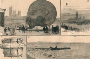 Yritetty ilmapallomatka kanavan yli, 1882. tekijältä Unbekannt