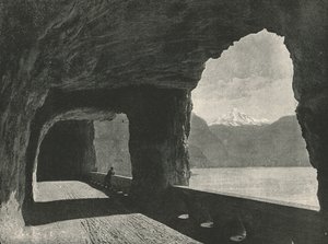 Axenstrasse, lähellä Fluelenia, Sveitsi, 1895. tekijältä Unbekannt