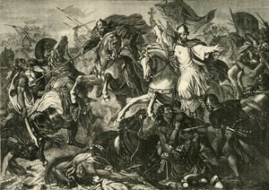 Ratisbonin piispa Augsburgin taistelussa, Lechfeldin taistelu 955, 1890. tekijältä Unbekannt