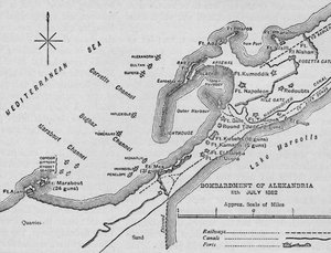 Aleksandrian pommitukset: Luonnoskartta, 1902 tekijältä Unbekannt
