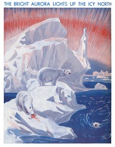 Kirkas Aurora valaisee jäisen pohjoisen, 1935 tekijältä Unbekannt