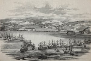 Brittiläis-ranskalainen laivue Sevastopolissa, noin 1855 tekijältä Unbekannt