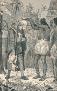 Cacique asettamassa kruunun Kolumbuksen päähän, 1904 tekijältä Unbekannt