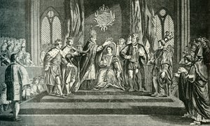 Anne Boleynin kruunaus Pyhän Edwardin kruunulla, 1902. tekijältä Unbekannt