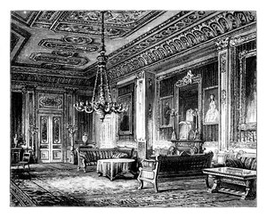 The Crimson Drawing Room, Windsorin linna, vuodelta 1888 tekijältä Unbekannt