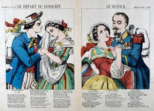 Varusmiehen lähtö ja paluu, 1800-luku tekijältä Unbekannt