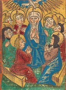 Pyhän Hengen laskeutuminen, n. 1490. tekijältä Unbekannt