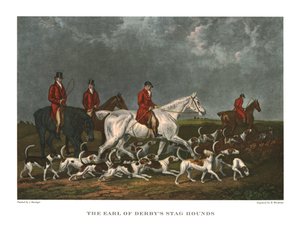 The Earl of Derbys Stag Hounds, 1800-luvun alku, n. 1955. tekijältä Unbekannt