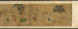 Kahdeksantoista tutkijaa kirjalliskokouksessa, Ming- tai Qing-dynastia, 1600-luku. tekijältä Unbekannt