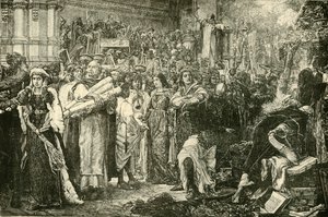 Firenzenläiset luopuvat turhuudesta Savonarolan määräyksellä, 1890. tekijältä Unbekannt