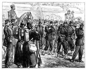 Ranskan joukot lähtevät Metzistä vuonna 1870 tekijältä Unbekannt