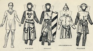 The Gallery of British Costume: Kuinka englantilaiset pukeutuivat King Johnsin aikaan, vuodelta 1934 tekijältä Unbekannt