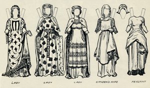 The Gallery of British Costume: Kuinka englantilaiset pukeutuivat King Johnsin aikaan, vuodelta 1934 tekijältä Unbekannt