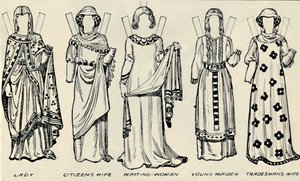Brittiläisten pukujen galleria: Mitä miehet ja naiset käyttivät Henry III:n aikaan, n. 1934 tekijältä Unbekannt