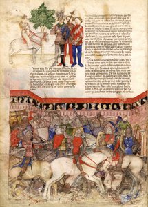 Pyöreän ritarit pienoismallista The Quest for the Holy Graal and the Death of Arthur, noin 1220 tekijältä Unbekannt