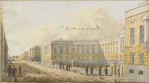 Moskovan yliopisto Mokhovaya-kadulla, 1800-luvun alku. tekijältä Unbekannt
