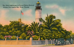 Yhdysvaltain ainoa majakka täysin kaupungin rajojen sisällä, Key West, Florida, 1940-luku tekijältä Unbekannt
