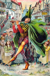 Pied Piper johdattaa pois Hamelinin lapset, vuodelta 1899 tekijältä Unbekannt