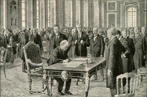 Ison-Britannian pääministeri allekirjoitti rauhansopimuksen, 1919. tekijältä Unbekannt