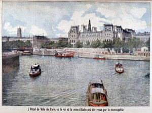 Seine-joki ja Hotel de Ville, Pariisi, 1903 tekijältä Unbekannt