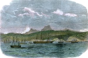 Espanjan saartolentue Valparaisossa, Chilessä, 1880 tekijältä Unbekannt