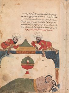Varkaat katolla herättävät kauppiaan, Folio Kalila wa Dimnasta, 1700-luku. tekijältä Unbekannt