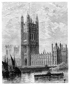 Victoria Tower ja parlamenttitalo, Lontoo, 1900 tekijältä Unbekannt