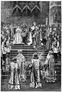 Keisari Aleksanteri III:n ja keisarinna Maria Fjodorovnan kruunaus, 1883, 1800-luvun loppu tekijältä Unbekannt