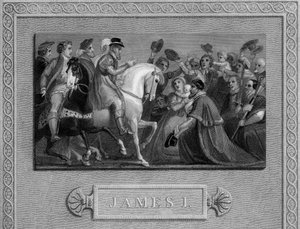 James I:n tulo Lontooseen, 1603, 1800-luku tekijältä Unbekannt