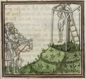 Enguerrand de Marignyn teloitus. Grandes Chroniques de Francesta 1300-luvulta. tekijältä Unbekannt