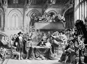 Kuuluisa Charles I:n oikeudenkäynti Westminster Hallissa tammikuussa 1649 c1905 tekijältä Unbekannt