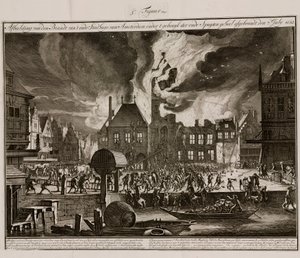 Amsterdamin vanhan kaupungintalon tulipalo Hollannissa 7. heinäkuuta 1652 tekijältä Unbekannt