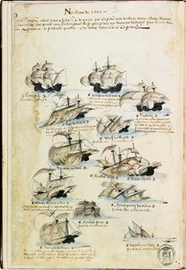 Pedro Álvares Cabralin laivasto vuonna 1500. Livro das Armadasista, noin 1568. tekijältä Unbekannt