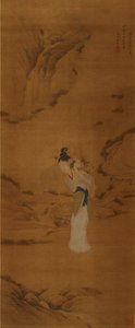 Jumalatar Magu kukkakorin kanssa, Qing-dynastia 1645-1911 tekijältä Unbekannt