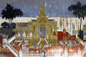 Hopeisen pagodin yhdistelmäseinien sisäosa on peitetty seinämaalauksilla, jotka kuvaavat tarinoita Reamkerista, eli klassisen intialaisen eeposen, Ramayana-khmerien versiosta. Jotkut seinämaalausten osat ovat huonokuntoisia ja säävaurioita. Seinämaalaukset tekijältä Unbekannt