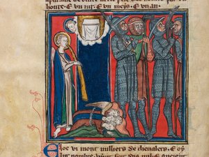 Kuudes enkeli soitti trumpettia... Miniatyyri: Apocalypse de saint Jean, noin 1320. tekijältä Unbekannt