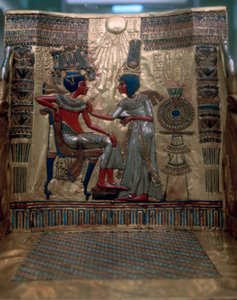 Tutankhamonin valtaistuin, yksityiskohta, egyptiläinen, 18. dynastia tekijältä Unbekannt