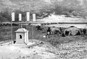 Laman hauta ja leiri, Mongolian autiomaa, vuodelta 1890 tekijältä Unbekannt