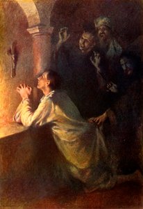 "Nuori mies ponnisteli hartaasti rukouksessa", 1917. tekijältä Unbekannt