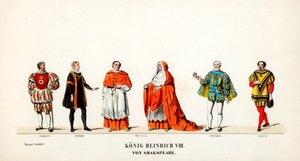 Teatterin pukusuunnittelua Shakespearen näytelmään, Henry VIII, 1800-luku tekijältä Unbekannt