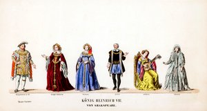 Teatterin pukusuunnittelua Shakespearen näytelmään Henry VIII, 1800-luku tekijältä Unbekannt