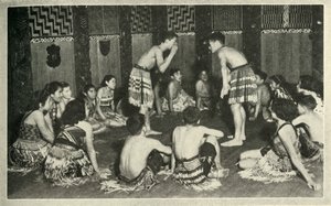 Nämä maorilapset Native Schoolissa Whakarewarewassa pelaavat käsipeliä, vuosi 1948. tekijältä Unbekannt