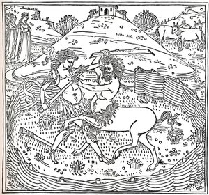 Theseus ja Kentaur, Plutarch: Lives of Parallels, 1491, 1917 tekijältä Unbekannt