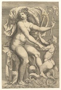 Thetis istuu Tritonin kanssa, 1500-luku. tekijältä Unbekannt