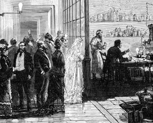 Thomas Edison kokeilee sähkölamppuja hääpäivänä 1871 1883 tekijältä Unbekannt