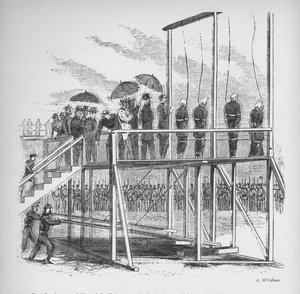 Kolme miestä ja nainen hirtettiin Lincolnin salamurhasta, c1865, 1938 tekijältä Unbekannt