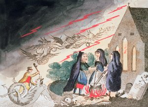 Kolme noitaa hautausmaalla, 1790-luku tekijältä Unbekannt