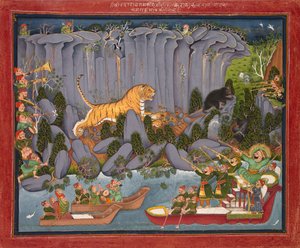Ram Singh II:n tiikerimetsästys, n. 1830-1840. tekijältä Unbekannt